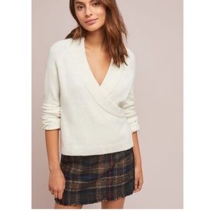 ETT:TWA Anthropologie Ivory/Cream Tessa Alpaca Wrap Sweater